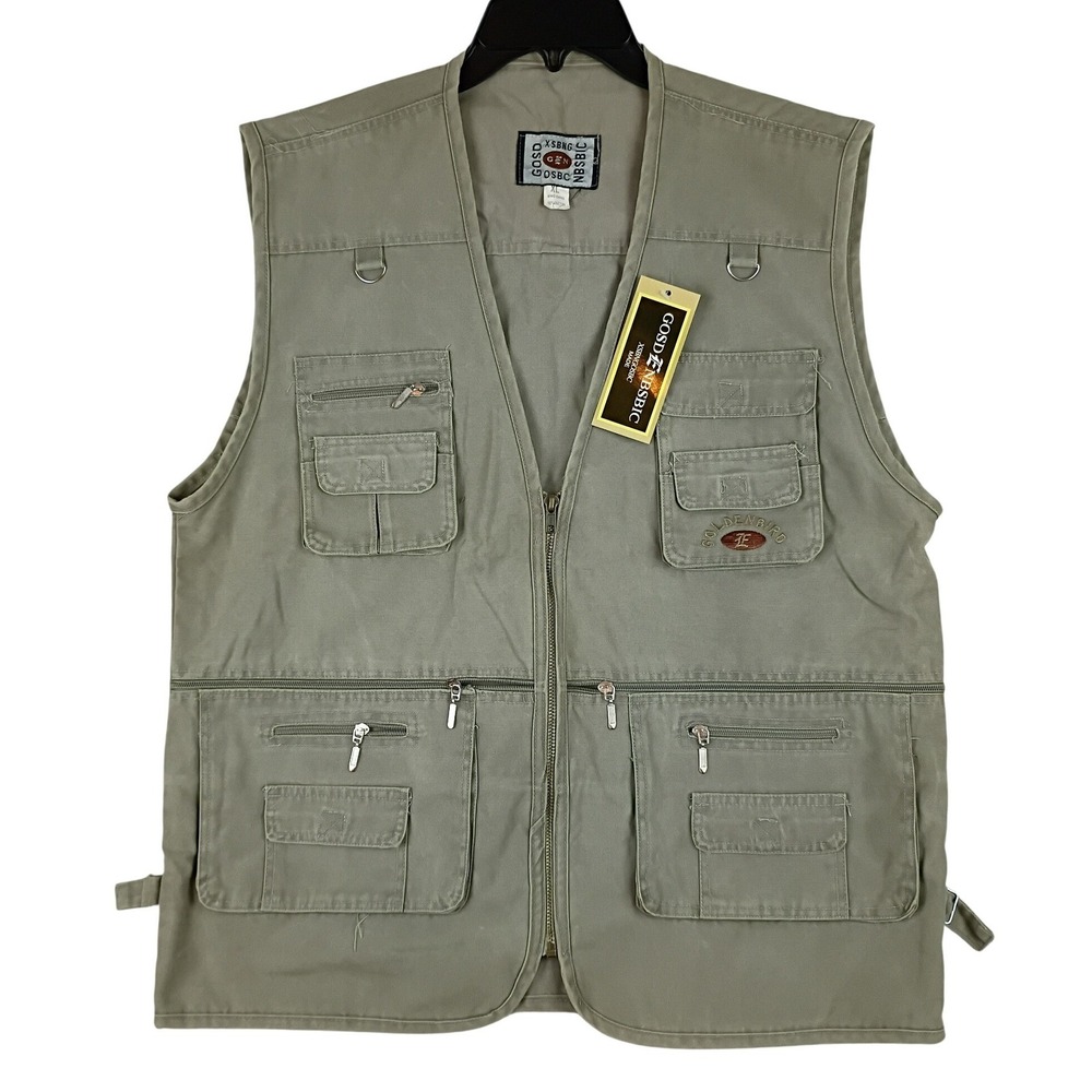 GOSDNBSBIC Multi-Pocket Utility Fishing Vest Mens XL Tan Gorpcore Outdoor 3785